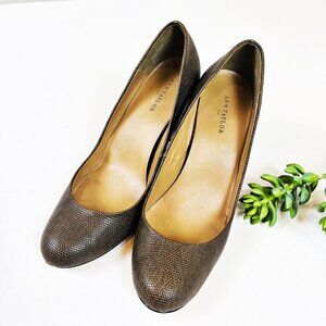 2/$20 Anne Taylor Vegan Snakeskin Round Toe Heels 9.5